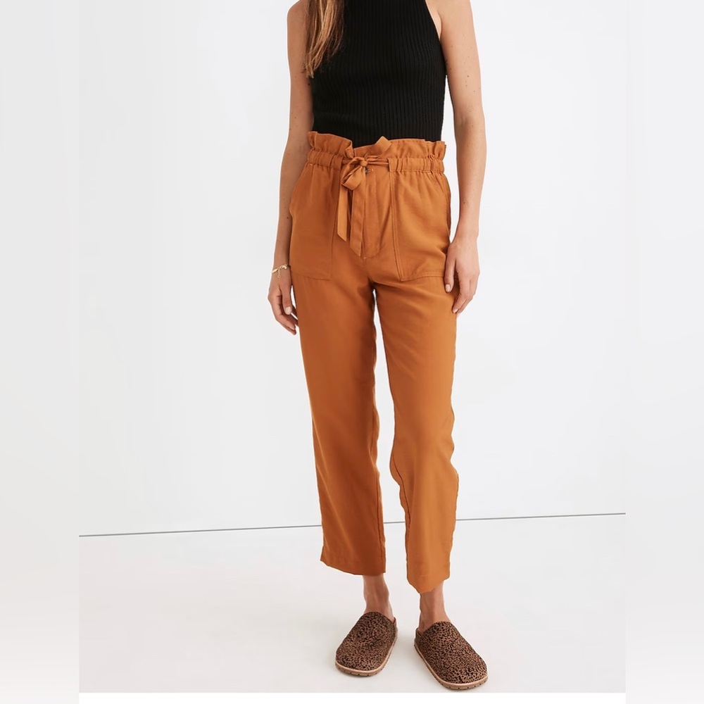 Madewell Dunaway Paperbag Pants, Orange, XL
